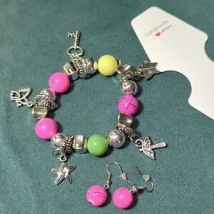 Charm Bracelet and Earrings  3 PC set NWT Handmade